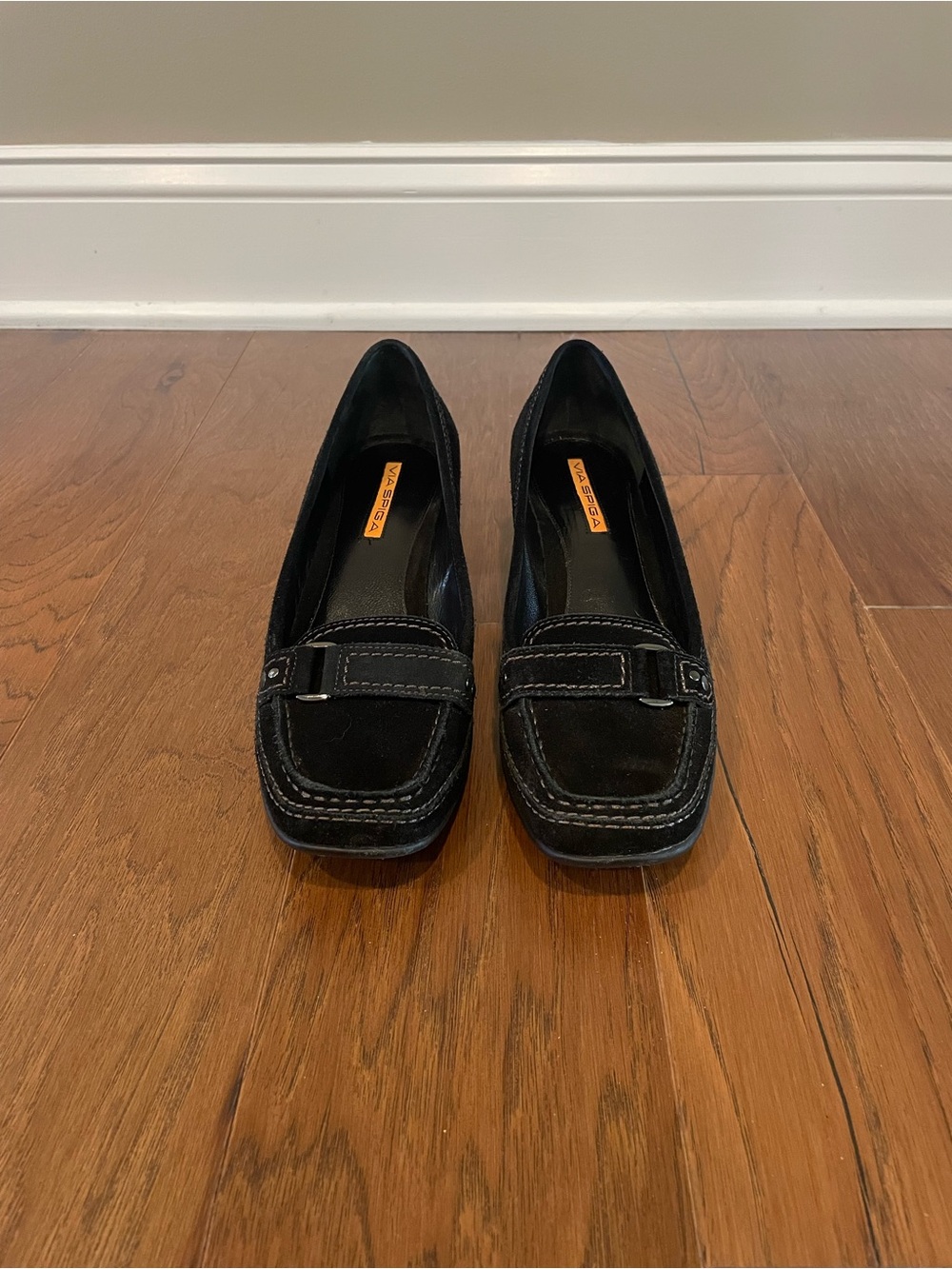 Vintage Via Spiga Black Loafer Heels
